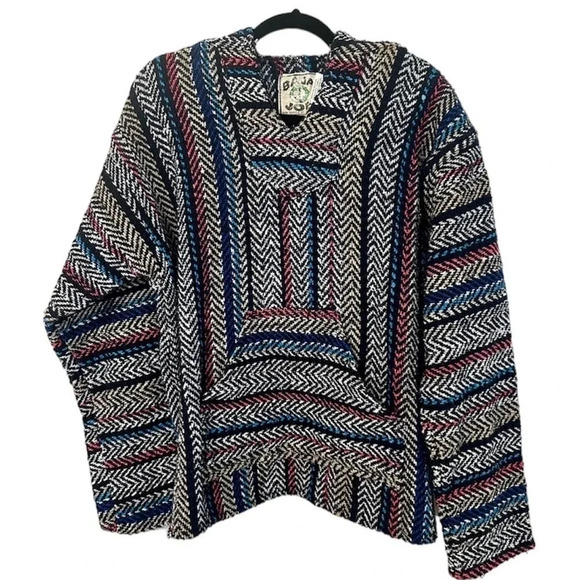 Baja Joe Mexican Poncho Hooded Sweater Size XL GUC - Picture 1 of 11
